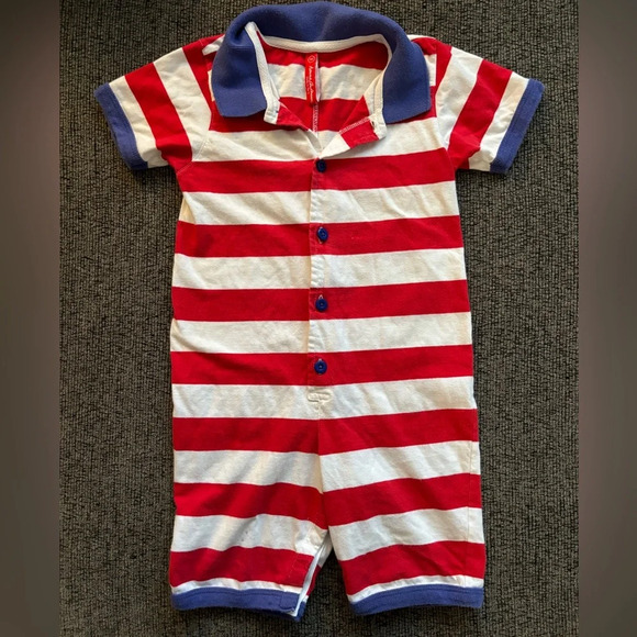 Hanna Andersson Stripped Polo Romper - Picture 1 of 5